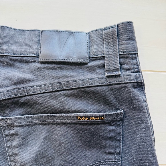 Nudie Jeans Co Lean Dean Black Stretch Denim Jeans 33x31 Slim Tapered Made Italy - Picture 7 of 10